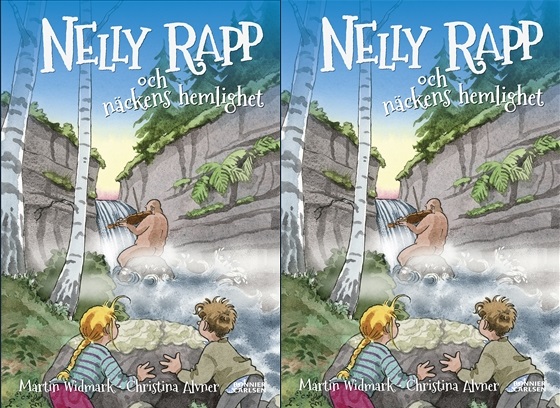 Nelly och Valle tittar på någon som spelar fiol.