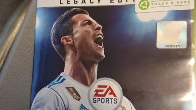 Närbild på spelet Fifa.