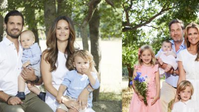Prins Carl Philip och Prinsessan Madeleine med familjer.