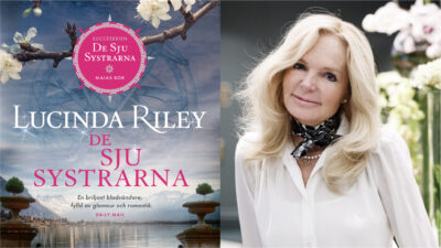 Kollage med omslagsbild och författarporträtt